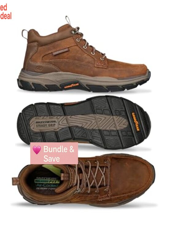 Relaxed Fit Water-Repellent Leather Mid-Top Boots with Memory Foam Insole